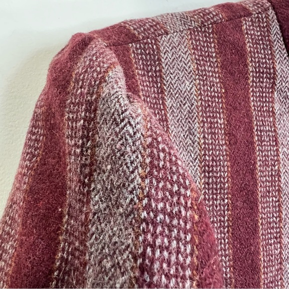 Vtg Made in England grey burgundy tweed herringbone striped cropped jacket 16 - Picture 9 of 14